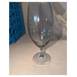 Lot#1 of 2 Crates Smokey blue gray crystal water goblets (32)