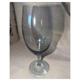 Lot #2 of 2 Crates Smokey blue gray crystal water goblets (32)