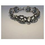 Vintage Floral Filigree Sterling Silver Bracelet, Size 6