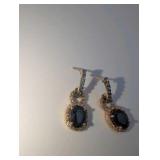 Black Onyx and Genuine Diamond Rose Gold Plated 925 Drop Earrings