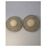 Handmade, large, circular beaded earrings, set of 2
