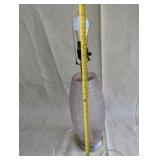 At Home x Grace Mitchell Ribbed Glass Table Lamp with a distinctive pink textured base, pink led lightbulb