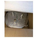 NIB, Open Box, Crystal raindrop chandelier, 9.5" Circular Metal Base