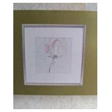 New, Everhome watercolor floral framed wall print set, a light-colored wood frame and minimalist botanical imagery