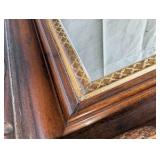 Antique Victorian Eastlake shadow box frame mirror,dark walnut wood exterior and an ornate gold gilt trim