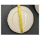 Vintage Bella Vita white porcelain dinner plate set, scalloped edge