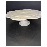 Vintage Indiana Glass Colony Harvest grape cake stand is crafted from white milk glass