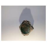 Sterling Silver Ring Size 6,distinctive bloodstone gem- ornate, nature-inspired frame
