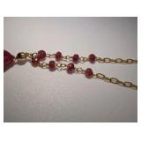 Ruby teardrop pendant necklace,gold-filled chain