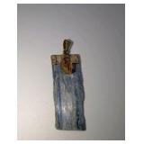 Raw blue kyanite and citrine point pendant, gold plated top