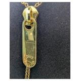 Louis Vuitton Zipper 14k Gold-plated chain CZ Necklace Repurposed | Adjustable