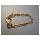 Gold Plated Floral Style CZ Bracelet, Size 7