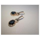 Black Onyx and Genuine Diamond Rose Gold Plated 925 Drop Earrings