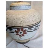 Vintage speckled ceramic table lamp, floral