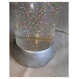 Cracker Barrel frosted acrylic angel lamp, water-filled base with swirling silver glitter