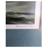 Framed color lithograph featuring Canvasback ducks in flight, titled "Rough Water - Canvasbacks", artist Maynard Reece