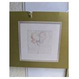 New, Everhome watercolor floral framed wall print set, a light-colored wood frame and minimalist botanical imagery