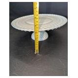 Vintage Westmoreland or Fenton white milk glass pedestal cake stand