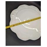 Vintage Indiana Glass Colony Harvest grape cake stand is crafted from white milk glass