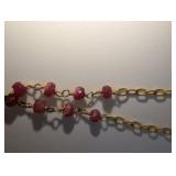 Ruby teardrop pendant necklace,gold-filled chain