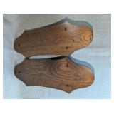 Vintage wooden wall sconces, floral glass (2)
