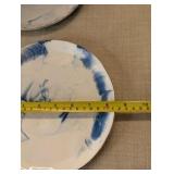 Crate of (45) Anthropologie stoneware plates blue and white marble pattern, gold rim