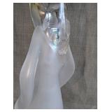Cracker Barrel frosted acrylic angel lamp, water-filled base with swirling silver glitter