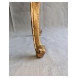 Italian Florentine side table from the 1950s,distinctive weathered gold gilt finish over a red base