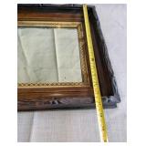 Antique Victorian Eastlake shadow box frame mirror,dark walnut wood exterior and an ornate gold gilt trim