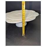 Vintage Indiana Glass Colony Harvest grape cake stand is crafted from white milk glass