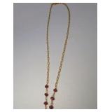 Ruby teardrop pendant necklace,gold-filled chain