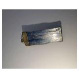 Raw blue kyanite and citrine point pendant, gold plated top