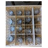 Lot#1 of 2 Crates Smokey blue gray crystal water goblets (32)