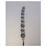 Vintage Floral Filigree Sterling Silver Bracelet, Size 6