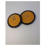 Handmade, large, circular beaded earrings, set of 2