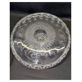 Vintage McKee Plymouth clear glass cake stand from the 1950s with lid