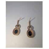Black Onyx and Genuine Diamond Rose Gold Plated 925 Drop Earrings