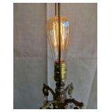 Vintage table lamp, Hollywood Regency style lantern lamp,brass-plated metal and clear crystal accents