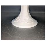 Vintage Indiana Glass Colony Harvest grape cake stand is crafted from white milk glass