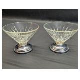 Vintage Silver-plated Crystal Punch Bowl and (2) Sherbet Glasses