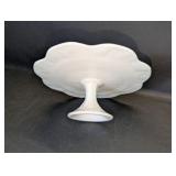 Vintage Indiana Glass Colony Harvest grape cake stand is crafted from white milk glass