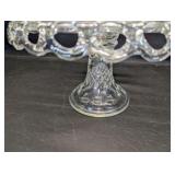 Vintage McKee Plymouth clear glass cake stand from the 1950s with lid