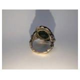 Sterling Silver Ring Size 6,distinctive bloodstone gem- ornate, nature-inspired frame