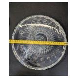 Vintage McKee Plymouth clear glass cake stand from the 1950s with lid