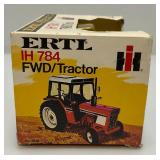 Two Vintage ERTL Toys Die Cast Miniature Tractors 1= 1/64 Scale 4-Wheel Drive Tractor 1= 1/32 Scale IH FWD/ Tractor In Original Box
