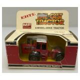 Two Vintage ERTL Toys Die Cast Miniature Tractors 1= 1/64 Scale 4-Wheel Drive Tractor 1= 1/32 Scale IH FWD/ Tractor In Original Box