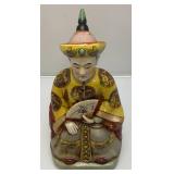 17" Chinese Emperor Porcelain Seated Statue Large Tall Asian Figurine