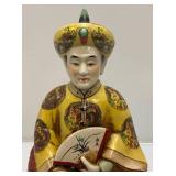17" Chinese Emperor Porcelain Seated Statue Large Tall Asian Figurine