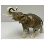 Vintage Collectible Royal Dux Duchov Bohemia Large Elephant Porcelain Sculpture Trunk Up 3 1/2" x 8" x 12"