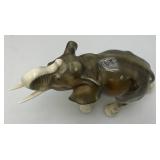 Vintage Collectible Royal Dux Duchov Bohemia Large Elephant Porcelain Sculpture Trunk Up 3 1/2" x 8" x 12"